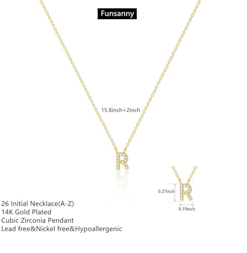 Initial Heart Necklaces for Women - Dainty Cute Necklace Small Layered 14K Gold Plated A-Z Letter CZ Pendant Trendy Satellite Chain Necklaces for Women Non Tarnish Gold Jewelry Set Gift