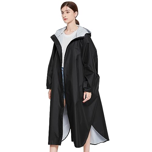 Image of LHHMZ Waterproof Rain Poncho for Women Outdoor Hooded Rain Jackets Reusable Lightweight Outdoor Long Rainwear Raincoats
