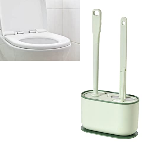 Image of Toilet Brush and Holder Set, Long Handle Toilet Brush Set Deep Cleansing Multifunctional Hanging for for Deep Cleaning Bathroom, Toilet Scrubber (Green)