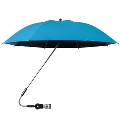Ombrello per passeggino, protezione UV, extra grande, con morsetto, parasole per passeggino, impermeabile, regolabile a 360 gradi, per trolley, bicicletta, sedia a rotelle, poltrona da spiaggia, Blu,
