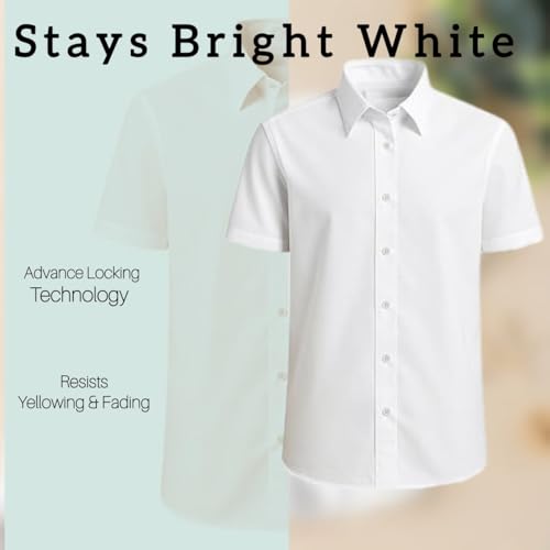 Image of SHARMA STUDENT'S POINT Cotton Half Sleeve Formal White Shirt School Uniform Soft, Comfortable, Smooth, Washable, Breathable for Girls, Boys, Men and Women