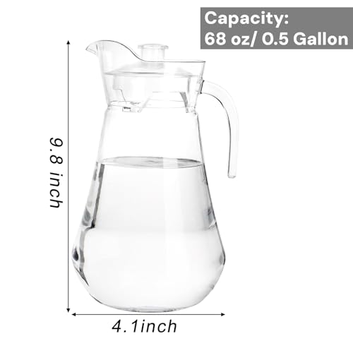SOUJOY 2 Pack Plastic Pitcher, 2L Clear Iced Water Jug with Lid and Handle, Heat Resistant BPA-Free Tea Pitcher for Lemonade, Juice, Milk, Cold or Hot Beverage - Image 3