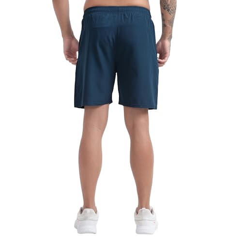 Image of BLUE STAR SHARK Athletic Sports Shorts for Men with Zip Pockets and Elastic Waistband Quick Dry Lightweight Activewear Combo - Pack of 2