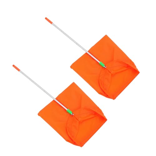 BIUDECO 2 Piezas Recogedores Metálicos Plegables con Mango Diseño Antiviento para Jardín y Hogar Recogedor Residuos Práctico para Limpieza Exteriores Color Naranja