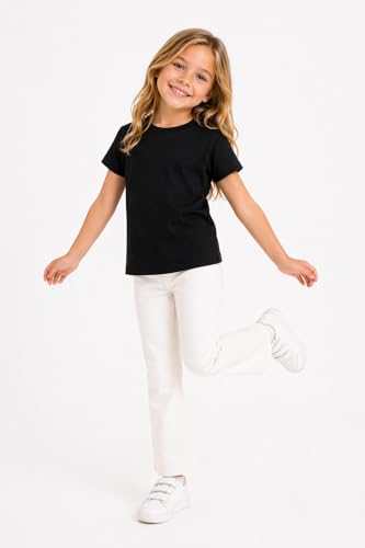Image of DYCA by Bodycare Girls Solid Cotton T-Shirt, Round Neck Half Sleeves, Casual Regular Fit, Comfortable Tshirt for Kids