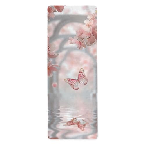Jihqo Beautiful Butterfly Landscape Yoga Mat Non-slip Exercise Mat for Hot Yoga Workout, Pilates and Fitness 70.8