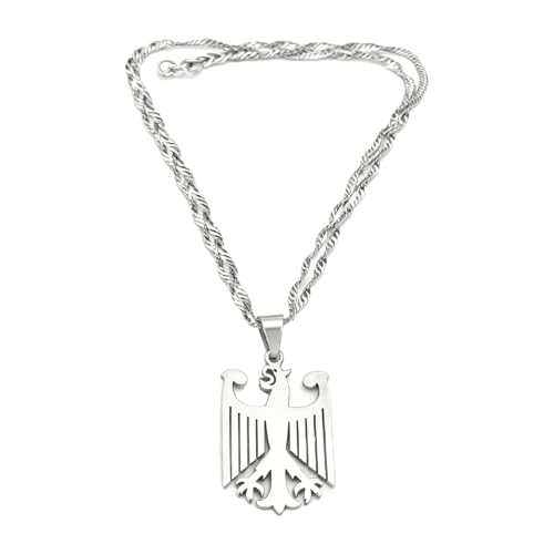 HJDJBD Edelstahl Adler Kette Silberfarbene Halskette Mit Markantem Anhänger Für Herren Damen Handpoliertes Modisches Accessoire Mit Geschenkverpackung