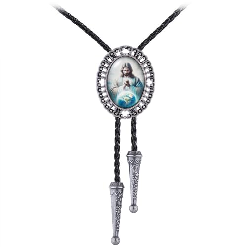 Image of Jeilwiy Bolo Tie for Men Western Cowboy Gothic Bolo Tie Necklace Halloween | Glow in Dark Bolo Tie for Men Women, 3D Halloween Bolo Tie, Gothic Western Ties, String Ties for Men Rodeo Leather Necktie