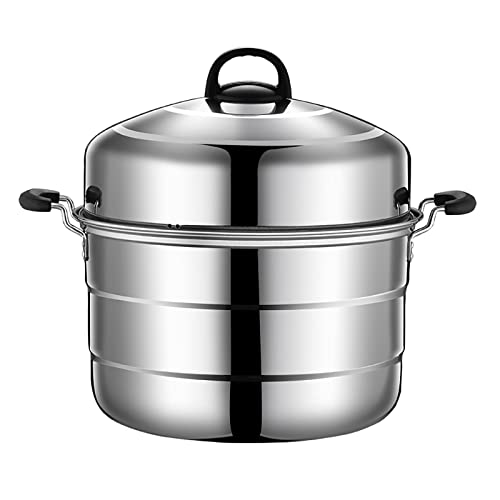 業務用大型蒸し器/スープポット/食品グレード304ステンレススチール、厚みのあるエネルギー収集底、蒸しシーフード,42CM