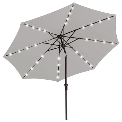 Best color umbrella with light grey cushions and umbrella JEAREY 9FT LED Lighted Umbrella