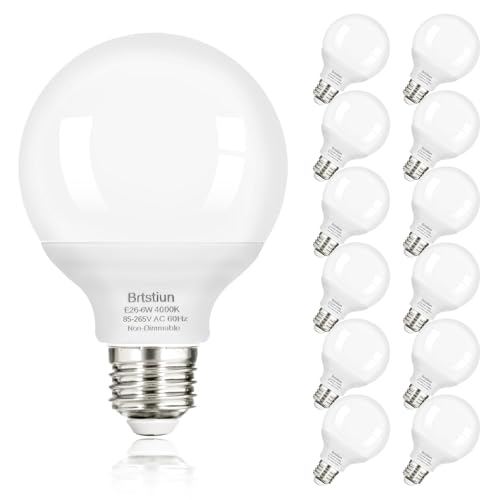 Image of Brtstiun G25 LED Vanity Light Bulbs for Bathroom, Globe Bulb 40W Equivalent
