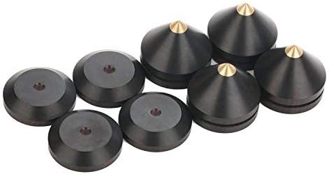Large Speaker Spikes 1.3Inch Ebony Wood & Brass Top Isolation Stand Feet for Subwoofer Amplifier CD Player Studio Monitor Turnables via Gisveate (4 Packs)