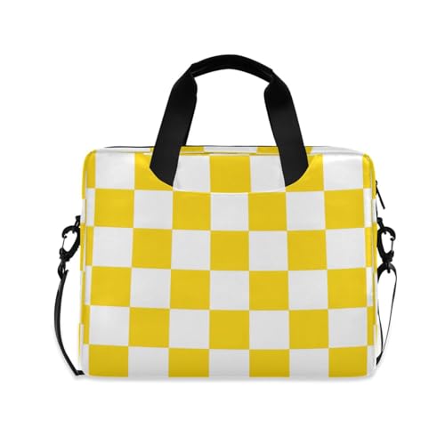 Maletín para portátil a cuadros amarillo y blanco 13-15.6 pulg miniatura 1