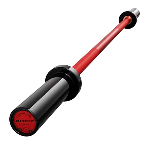 RITFIT Olympic Barbell 4ft/6ft - 2 Inch Weight Bar for Strength Training Weightlifting Squat Deadlift Bench Press Curl Overhead Press - 350lbs/500lbs Capacity 4FT Black/Red