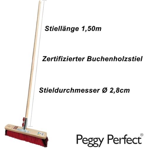 Peggy Perfect Straßenbesen, Saalbesen 40cm mit 1,50m langem, Ø2,8cm Holzstiel. Premium Supermix Borsten - robust & nassfest. Patentiertes Stielhaltesystem „Schraubfix Plus“. – Bild 3