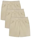Resinta 3 Pack Girls School Uniform Bermuda Shorts Pull-on Chino Elastic Waist Summer Soft Play Shorts with...