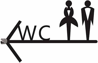 Toilets Sign,Bathroom Door Decor Sign,Men and Women Toilet Arrow Signs, 36x23cm/14x9in Toilet Washroom Bathroom Door Sign Toilet Arrow Guide Board(A Left 36x23cm)