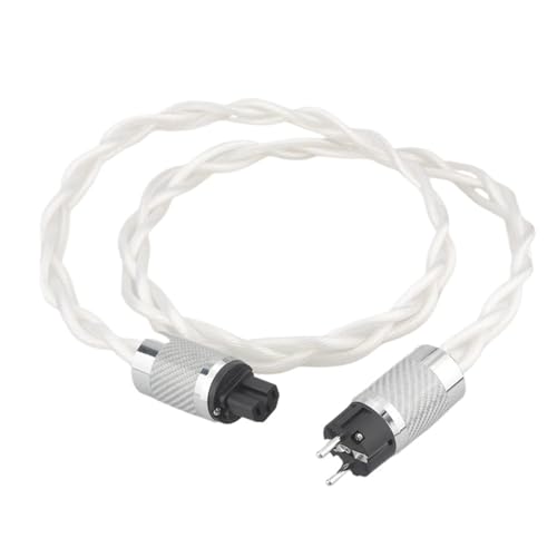 HiFi Audiophile Silver Power Cable with Carbon Fiber Rhodium Plating Plug US EU AU AC Audio Amplifier DAC Filter 5N(EU Version,3m)