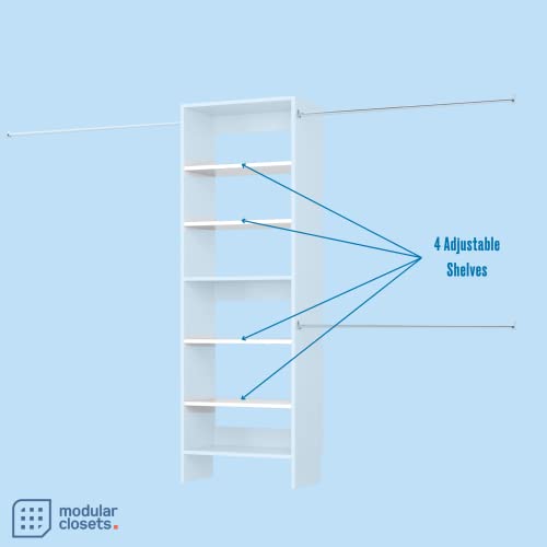Closet Shelves Tower With Hanging Closet Kit - Built In Closet Organizer System - Corner Closet System - Closet Organizers And Storage Shelves - Closet Shelving - Expands From 52" - 120" (Etw-As-25.5) #TOP4