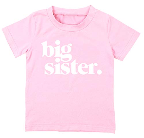 Toddler Big Sister Shirt Sibling Reveal Announcement T-Shirt for Baby Girls Outfits Letter Printed Tee Tops Pink