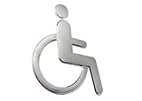 Symbol Sign Wheelchair Toilet Acrylic Adhesive-THREE TO ONE Handicap Wall Decal Sign for Unisex Bathroom Restroom Door Symbol Silver