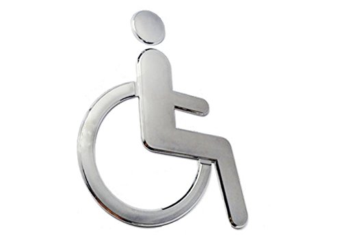 Symbol Sign Wheelchair Toilet Acrylic Adhesive-THREE TO ONE Handicap Wall Decal Sign for Unisex Bathroom Restroom Door Symbol Silver