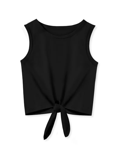 Image of Girls Crop Tops Summer Tie Knot T Shirt Short Sleeve Shirts Tee Tank Top Size 5-14 Years
