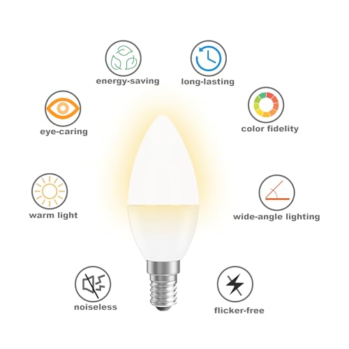 PureShine SES E14 Led Light Bulb Warm White, Small Edison Screw,40W Equivalent,5 Watt 470LM,3000K, Energy Saving Lightbulbs, Pack of 6 - Image 2