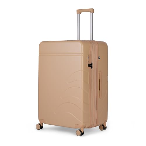 Image of Assembly Large Check-in Suitcase with Expandable Design & TSA Lock, Spacious + Expandable Polycarbonate Hard Shell Luggage for Long Holidays with up to 8L Extra Space, Beige, 28-Inch