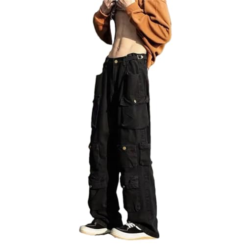 Men's Multi-Pockets Cargo Pants Vintage Hiphop Overalls Baggy Casual High Street Mopping Trousers