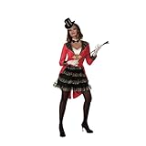 My Other Me - Disfraz Jefa de pista mujer, talla L. Incluye vestido 3 en 1 con efecto blusa blanca, chaleco rojo y falda de volantes negros con encaje dorado, guantes, gargantilla y tocado.