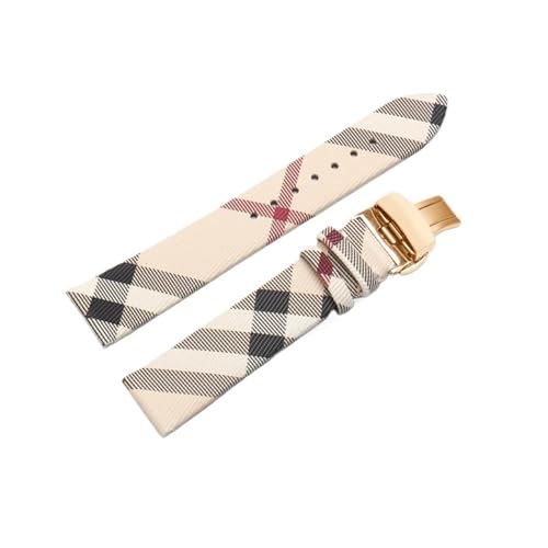 AICNRUT 12mm14mm16mm18mm20mm22mm Plaid PU Leather Watch Strap Compatible BU1938 1387 9023 Men's And Women's Bracelet British Fashion Wristband (02 rose,18mm)