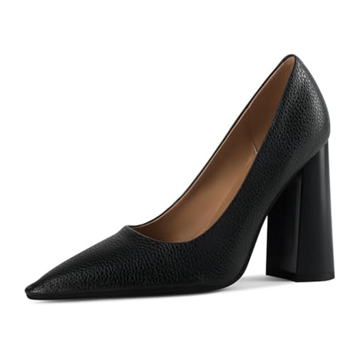 Women’s Pumps High Chunky Heel Slip On Pointed Toe Shoes Working Business Daily Size 4-16 US