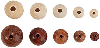 DanLingJewelry 448 pcs Natural Round Wood Beads Waxed Wooden Loose Spacer Beads for DIY Craft Jewelry Making