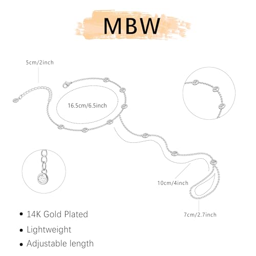 Image of Hand Chain Bracelet for Women Trendy, Dainty Silver Beaded Finger Ring Bracelet Non Tarnish Minimalist Adjustable Simple Cute Silver Bracelets Waterproof Fashion Jewelry