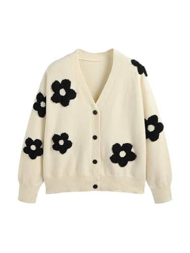 CIDER Womens Cardigan V Neck Floral Cardigan for Women Knit Button Down 2024 Fall