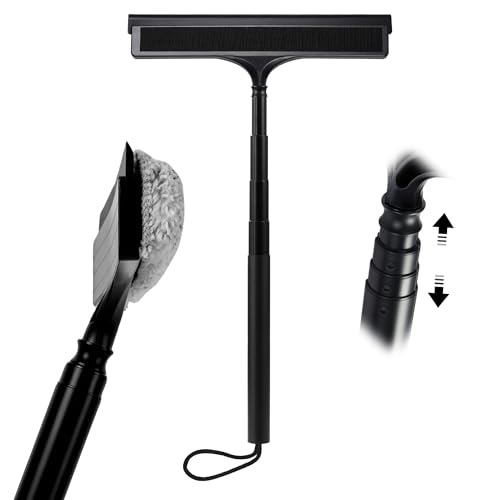 Window Squeegee with Flip-Head Shower Squeegee 16-59 Long Handle Telescopic Pole & 30% Thicker Blade Shower Squeegee for Glass Doors Shower Car Windows Bathroom