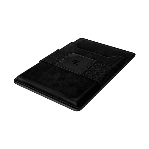 Groove Life Black Leather Groove Wallet Go - Men's Minimalist Interchangeable microsuction technology Credit Card Holder with Magsafe, cash strap. Lifetime Coverage2