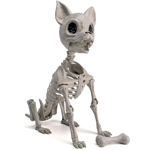 Image of JOYIN Plastic Chihuahua Dog Skeleton Halloween Decorations 12.6 inches Plastic Puppy Bones Skeleton with Posable Joints for Halloween Indoor Outdoor, Graveyard Party Decor