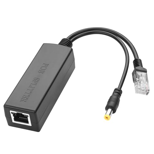 Gigabit PoE Splitter YACSEJAO PoE 48V to DC 12V/2A Power Over Ethernet Converter RJ45 to 5.5mm×2.1mm Plug for Security Cameras, Wireless AP, Routers