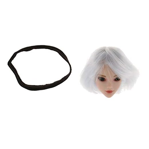 ZSMD 1/6 vacker dam huvud skulptur med vit kort frisyr för 30 cm kvinnliga actionfigur tillbehör