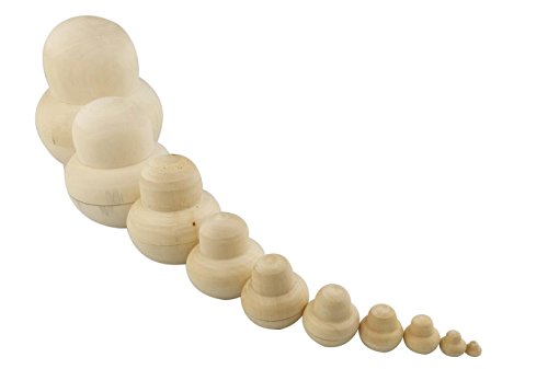 Winterworm Unpainted Blank Wooden Big Belly Shape Russian Nesting Dolls Matryoshka Dolls Set 10 Pieces For Kids Toy Birthday Home Decoration Parent-Child Time Diy #TOP1