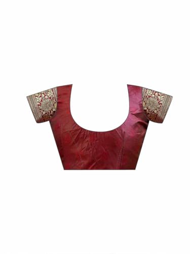 Image of Satrani Women's Silk Banarasi Weaving Saree with Unstitched Blouse Piece