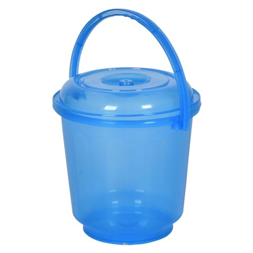 Image of Urbane Home Bucket | Bathroom Bucket | Utility Bucket for Daily Use | Bucket for Bathing | Water Storage Bucket | Bucket with Handle & Lid | 13 LTR | SUPER-013 | Transparent Blue