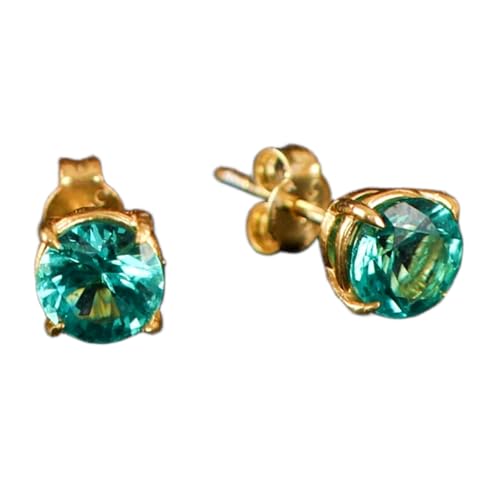 Boucles d'oreilles tourmaline paraiba en argent 925 plaqué or ovale