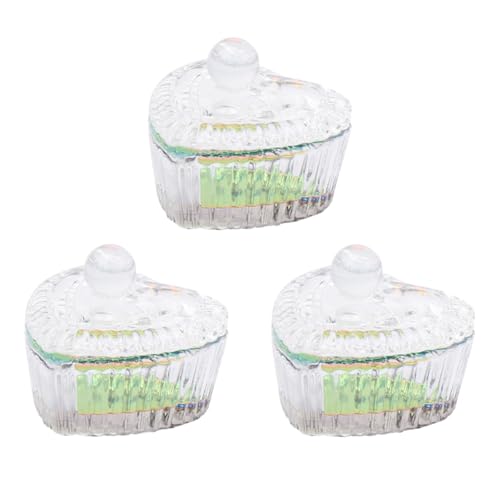 Set de 3 vasos de vidrio para manicura con tapa miniatura 1