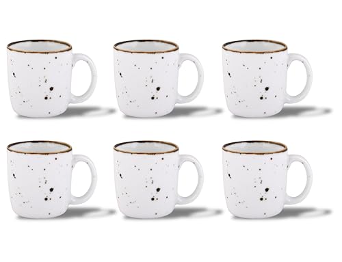 Image of Hitkari Potteries Porcelain White Sparkle Coffee Mugs Set 6 | for Morning & Evening Tea /Coffee | Home & Kitchen | Coffee Cup (SL-4)