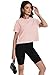 Casual Solid Color Cotton Short Sleeve Crop Tops for Women Summer Crew Neck Comfy Soft Tees Pink M