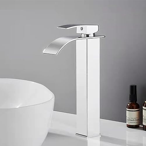 Grifo de cascada sin salpicaduras para lavabo de baño con monomando corto