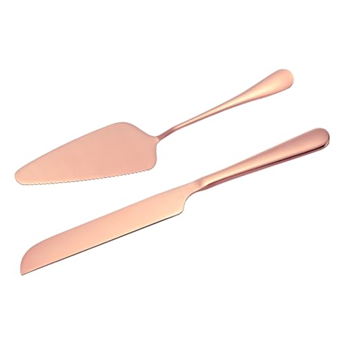 sourcing map Cake Knife and Server Set, 10.6/9 Inch Cake Cutting Set, Stainless Steel Cake Serving Set Pastry for Pizza Cutter Spatula Birthday Bridal Party Gift, Pink